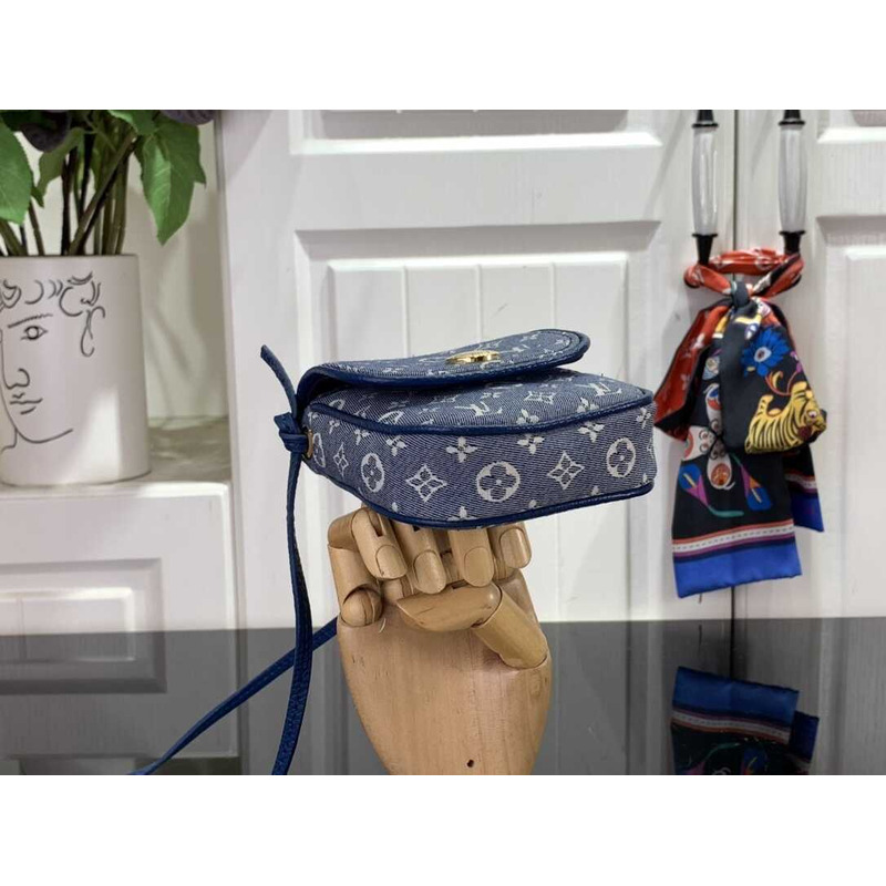 l**is V*t*n blue monogram mini lin canvas pochette cancun bag