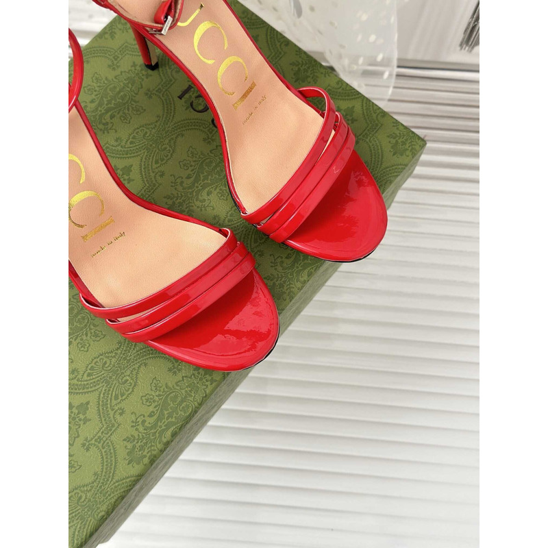 G*u*i leather strap high heel sandals red
