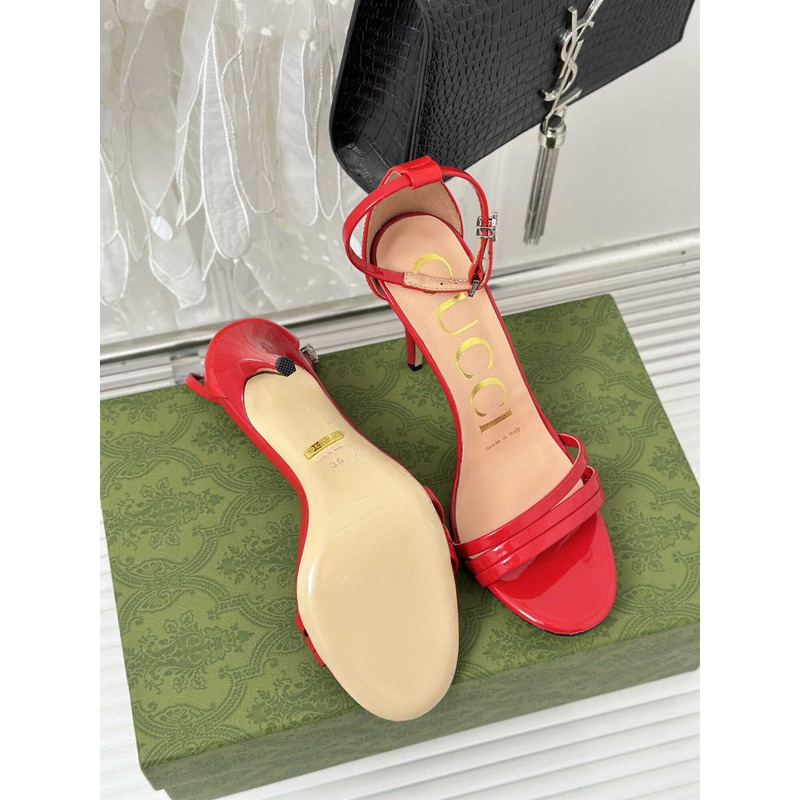 G*u*i leather strap high heel sandals red