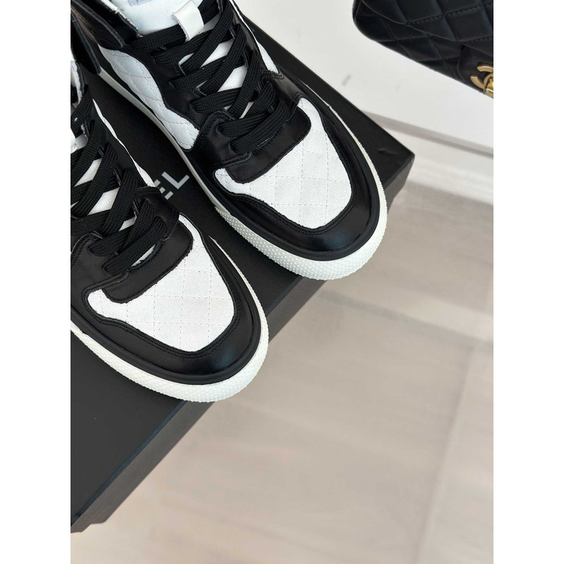 Ch*el sneakers high top black and white
