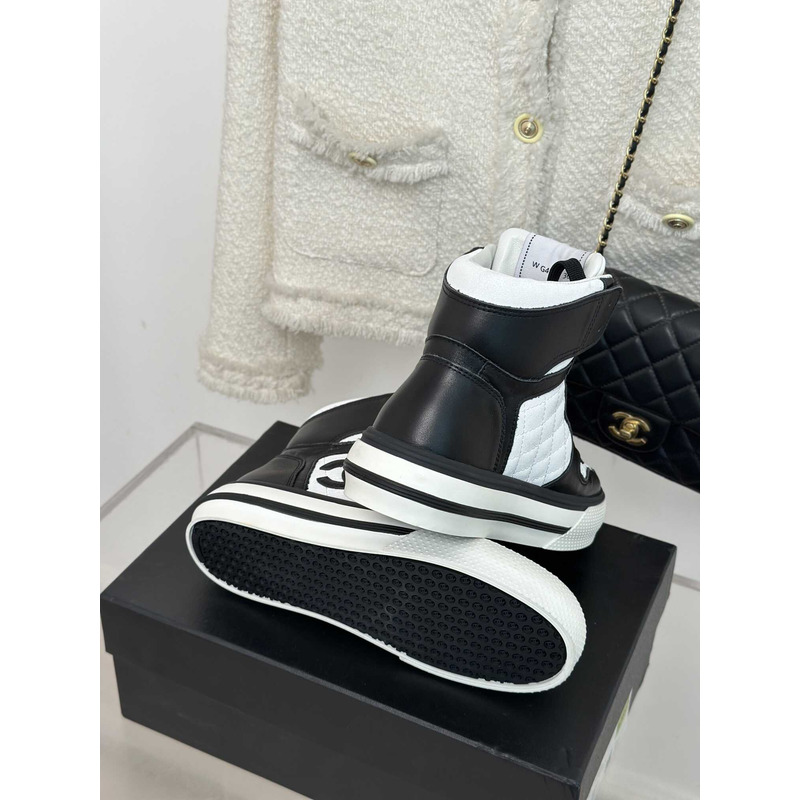 Ch*el sneakers high top black and white
