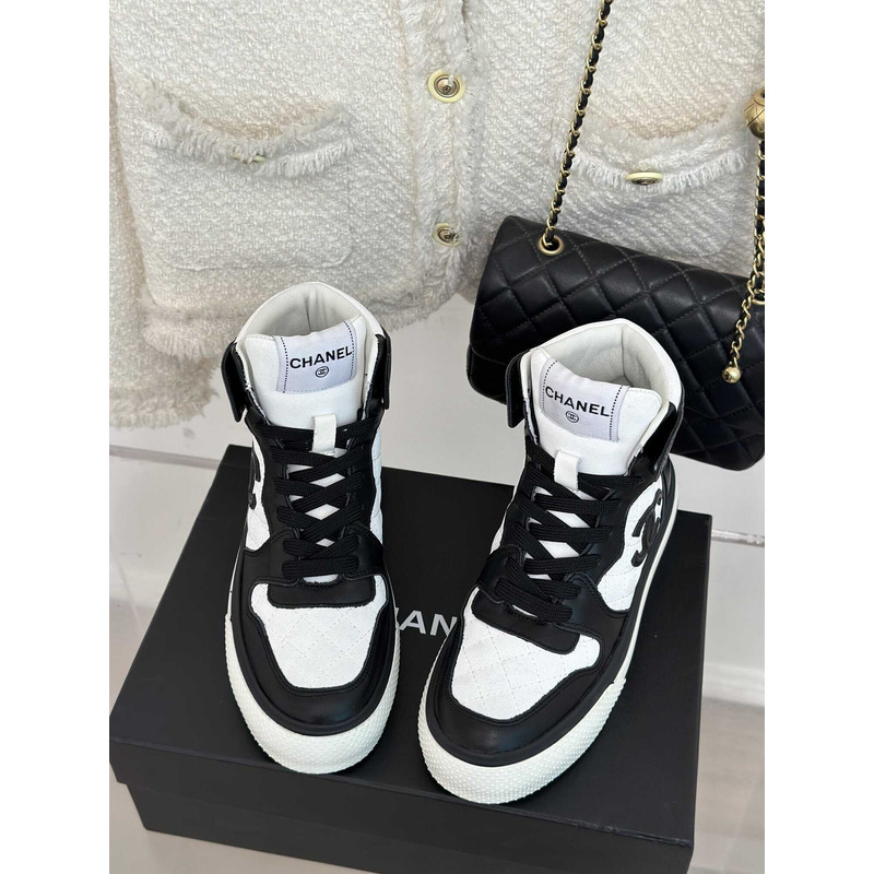 Ch*el sneakers high top black and white