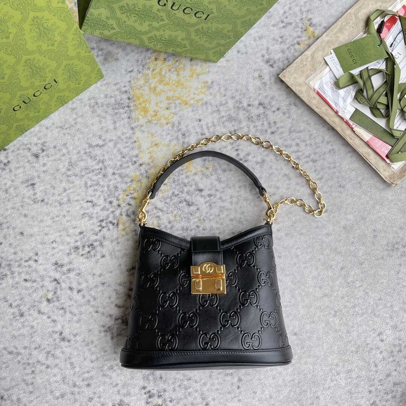 G*u*i  wonka gg up leather shoulder bag  black