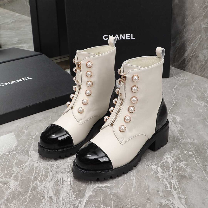 Ch*el  casual style street style plain leather party style white