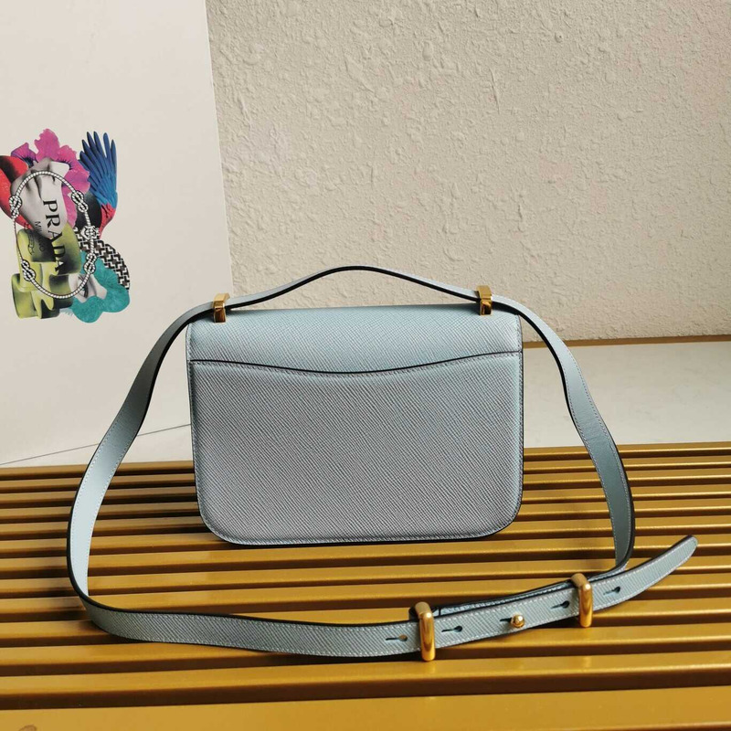 Pra*a emblème leather bag blue
