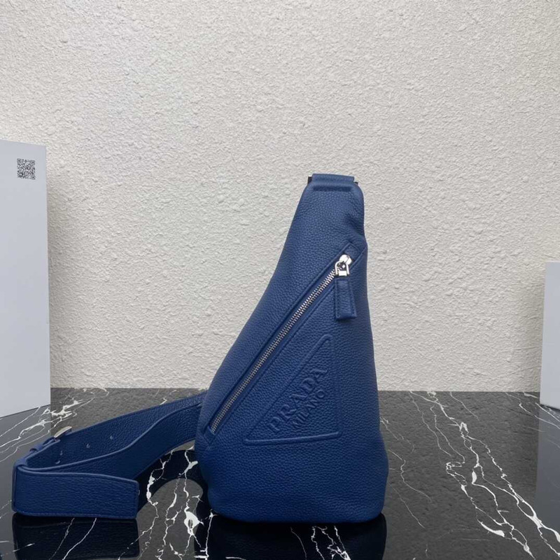 Pra*a cross leather bag blue