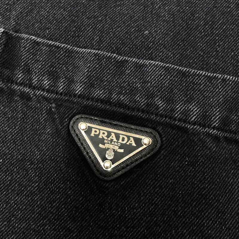 Pra*a chambray short sleeve shirt black