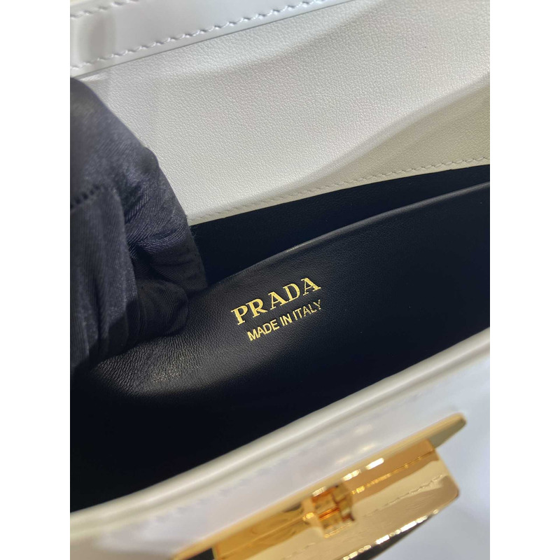 Pra*a medium brushed leather handbag white
