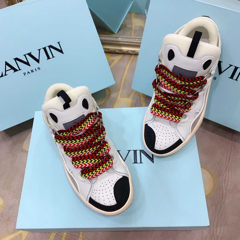 Lanvin Pre-owned Leather Curb Black White In Green/Yellow/Red