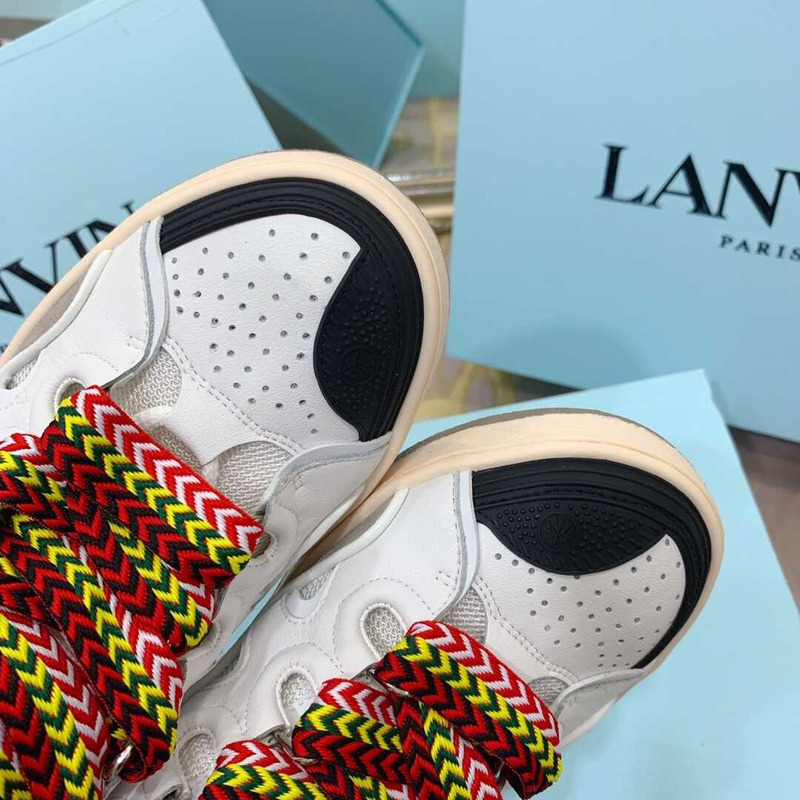 Lanvin Pre-owned Leather Curb Black White In Green/Yellow/Red