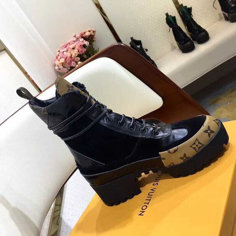l**is V*t*n laureate monogram suede calfskin platform desert boots