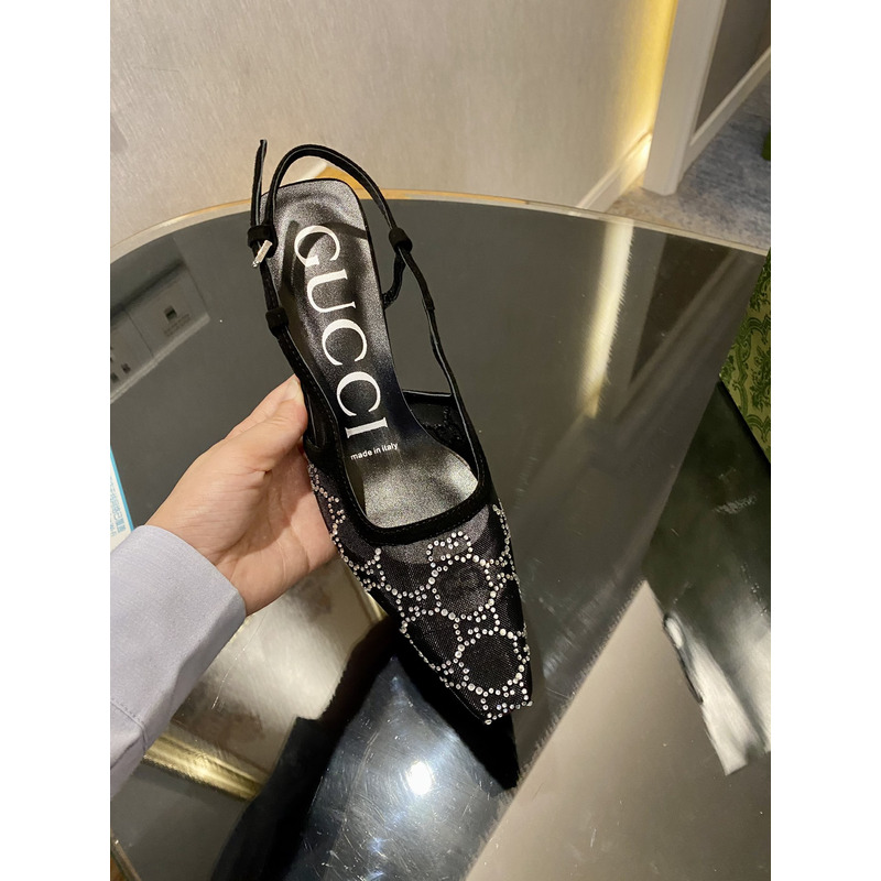 G*u*i black silver pattern heels