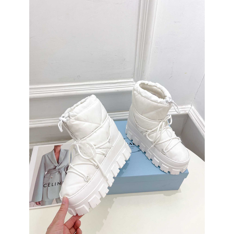 Pra*a logo padded ankle boots white