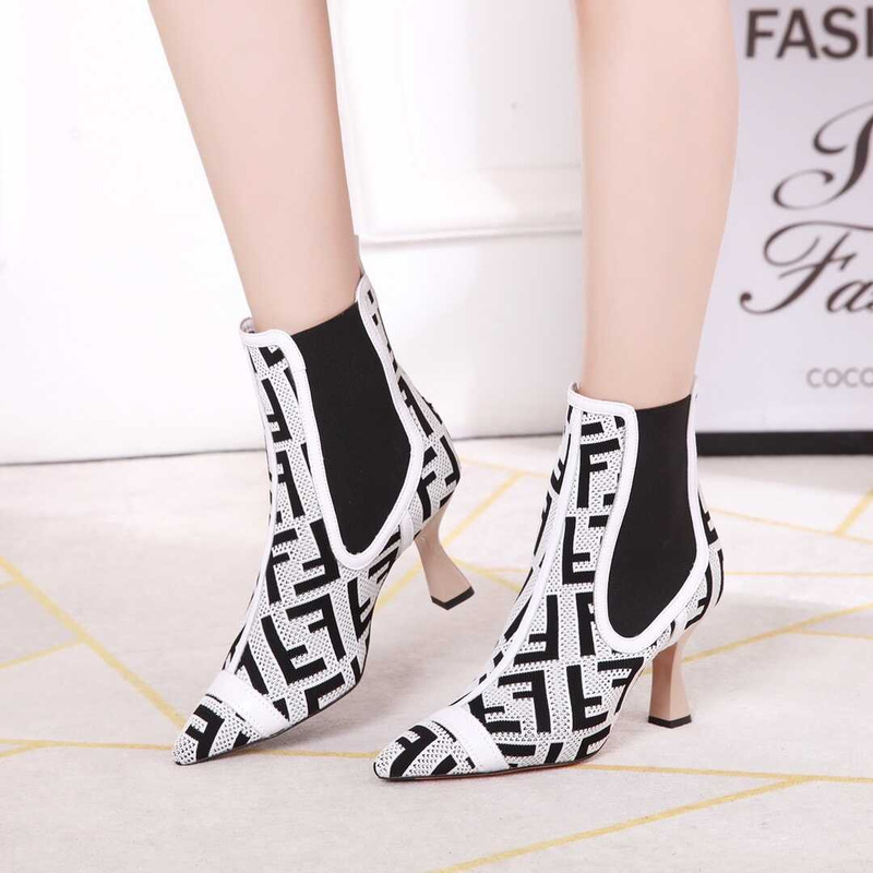 F**di ff ankle boots white