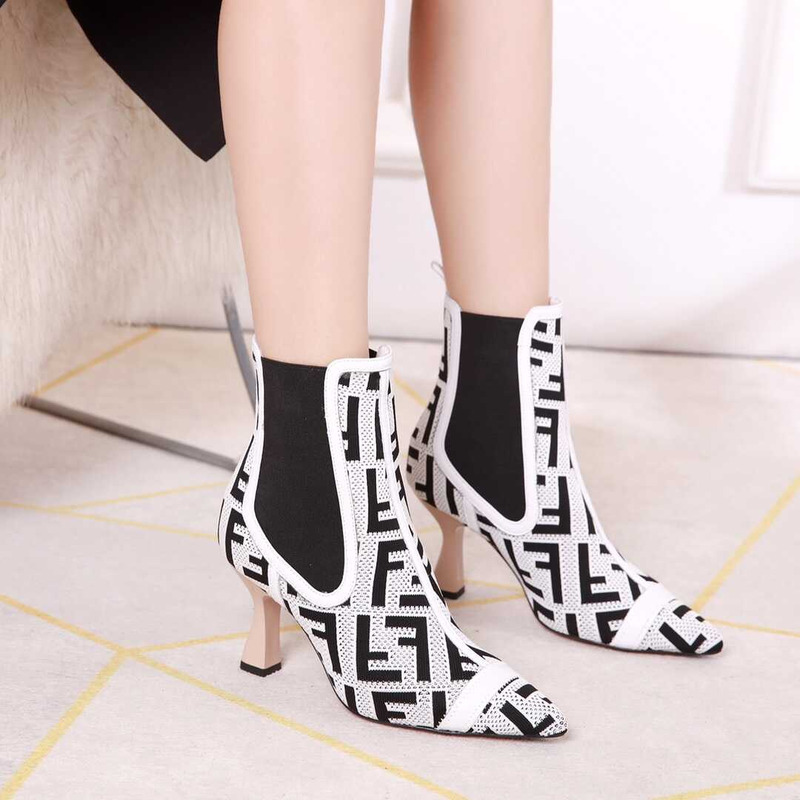 F**di ff ankle boots white