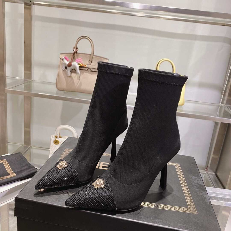 F**di fendace jacquard ankle boots black
