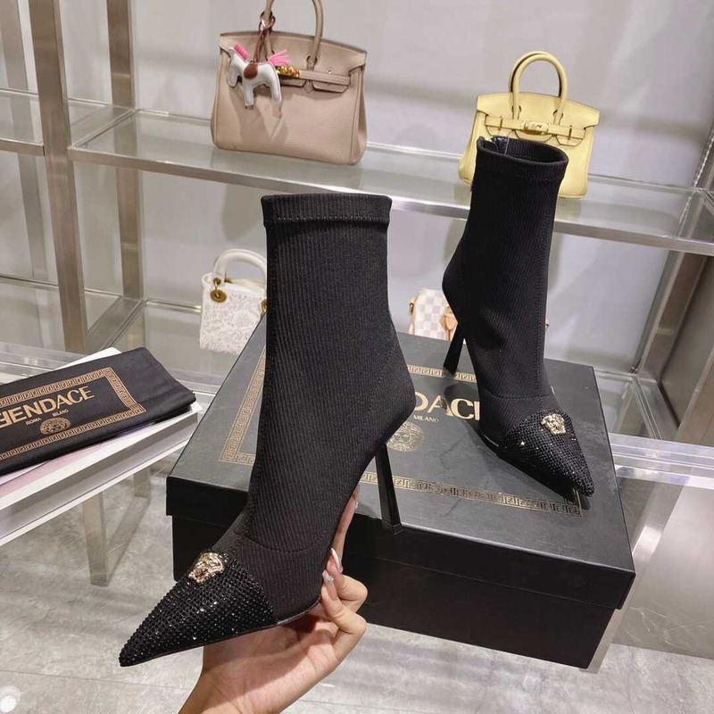 F**di fendace jacquard ankle boots black