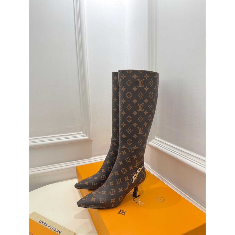 l**is V*t*n ankle boot heels with chain logo monogram