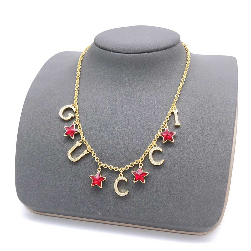 G*u*i logo-embellished enamel necklace gold