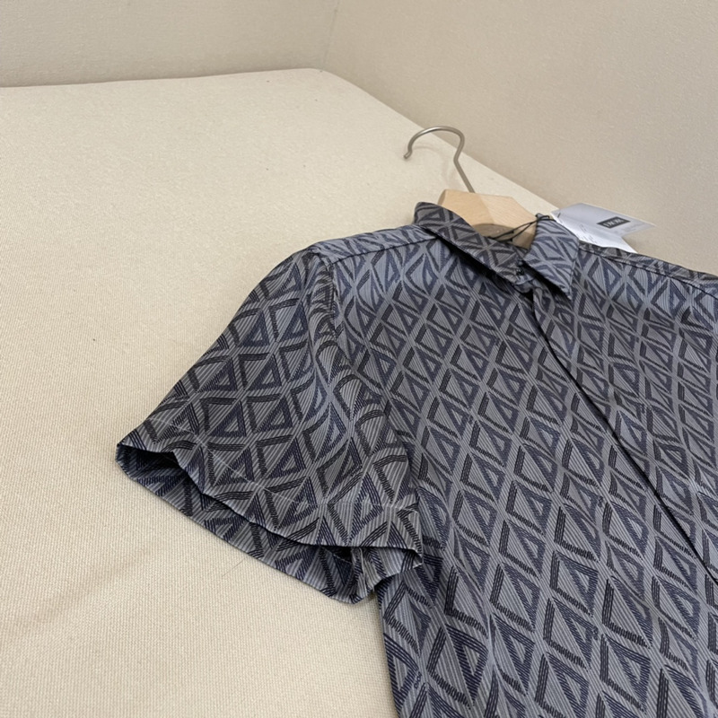 d*or cd Di*m*nd short-sleeved shirt black silk twill