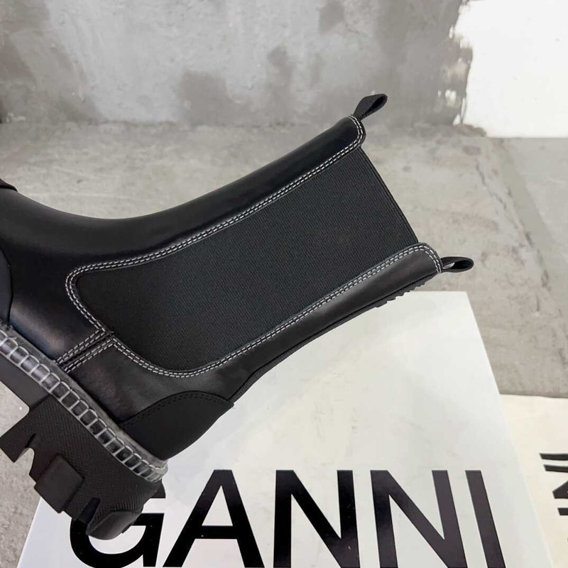 Ganni  Pattern Mid-cut Chelsea Boots  Black