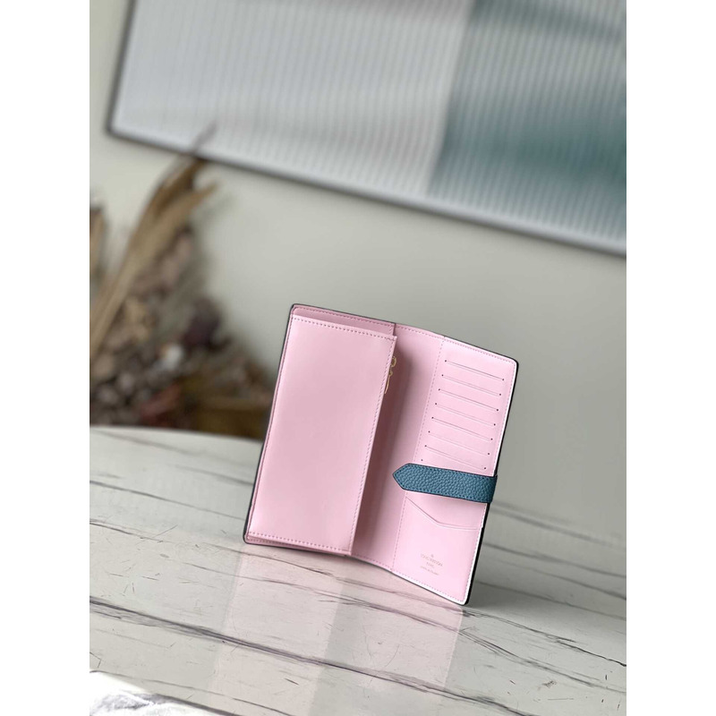 l**is V*t*n taurillon wallet blue and pink