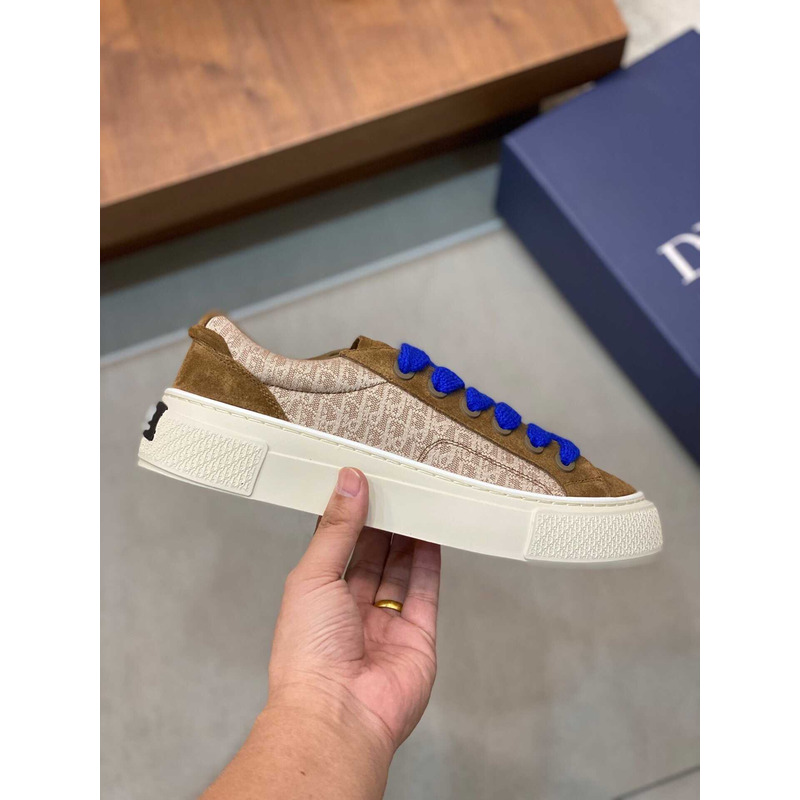 D*or b33 sneakers D*or oblique jacquard and suede brown and blue
