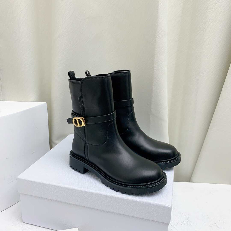 D*or empreinte calfskin and rubber ankle boot calfskin and rubber black