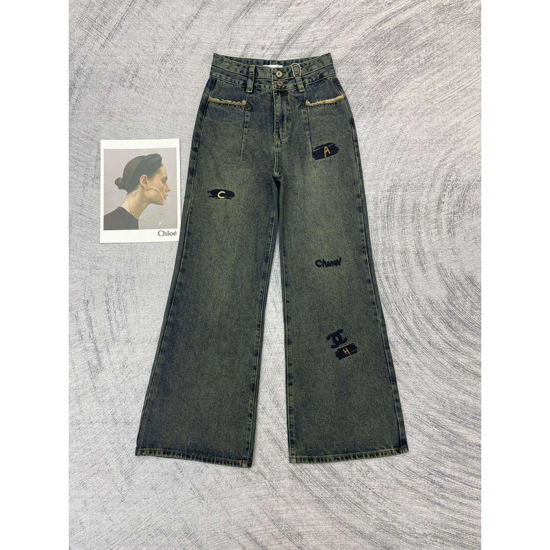 Ch*el cc cotton jeans dark blue