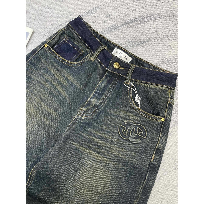 Ch*el plain cotton jeans black