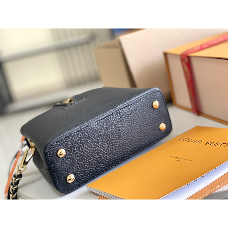 l**is V*t*n top handle capucines taurillon pm noir black