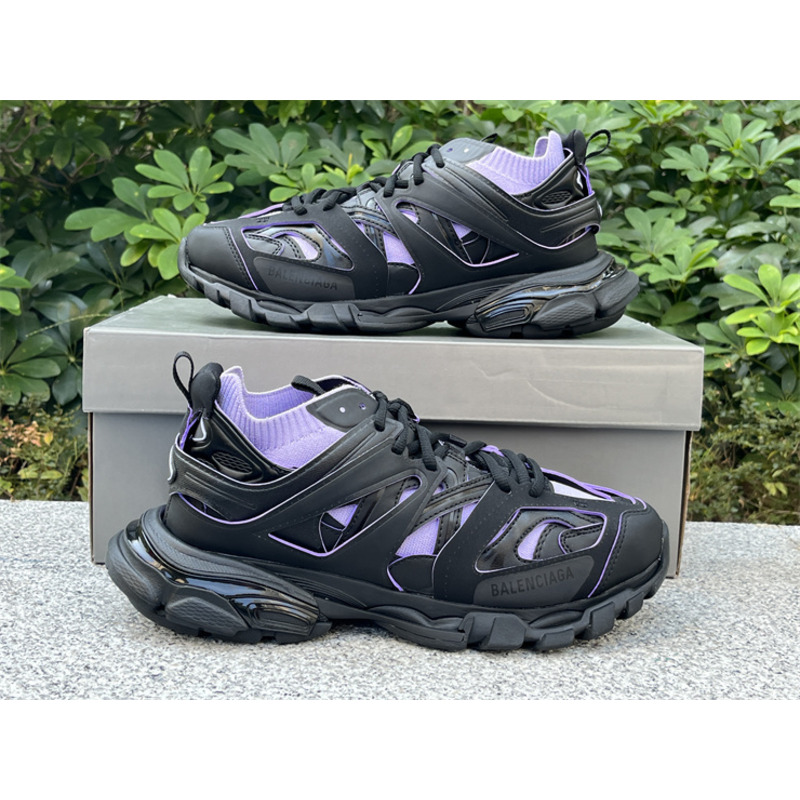 Ba*len*cia*ga track sock lace-up sneakers purple and black