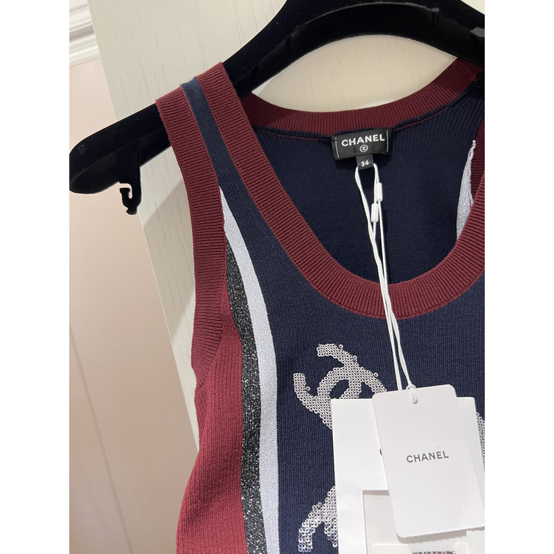 Ch*el wool tank top multicolor