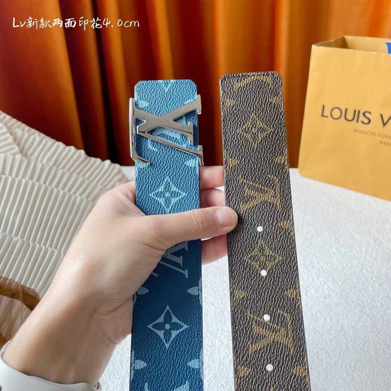 l**is V*t*n lv initiales 40mm reversible belt blue and brown