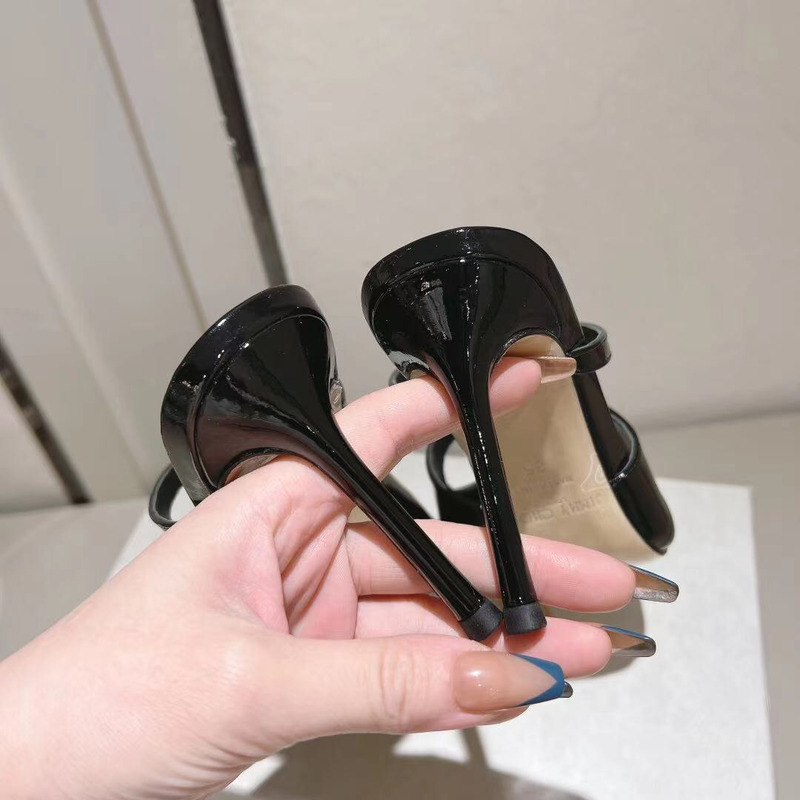Jimmy Choo Anise 95 Patent Leather Mules Black