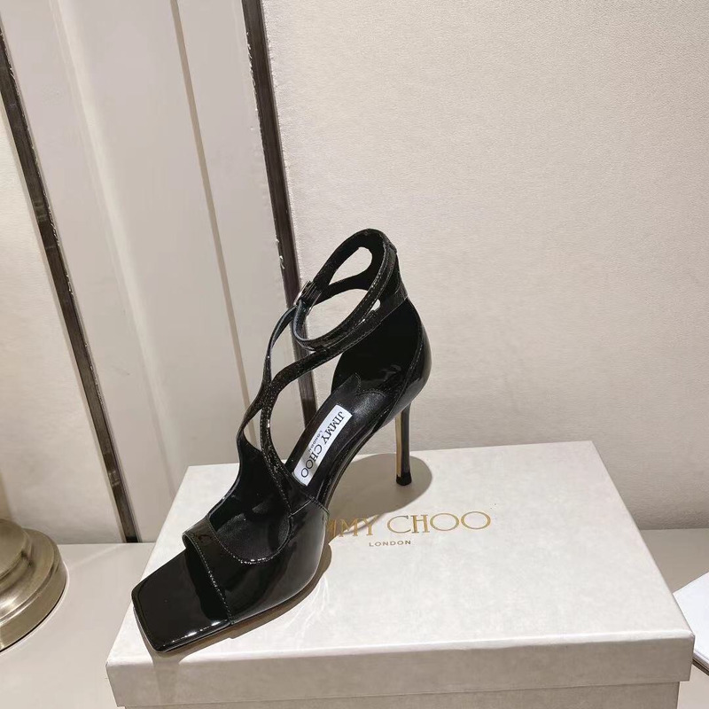 Jimmy Choo Azia 110 Patent Leather Sandals Black