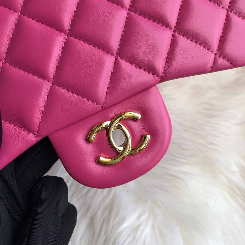Ch*el bag jumbo double flap quilted hot pink fuchsia