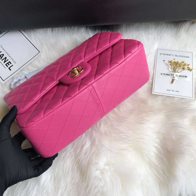 Ch*el bag jumbo double flap quilted hot pink fuchsia