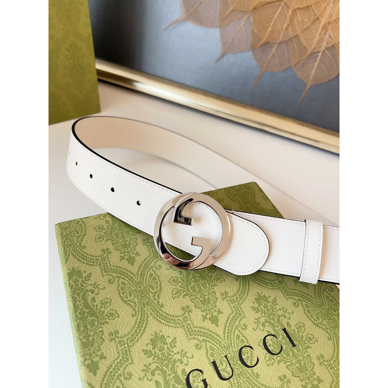 G*u*i blondie belt silver buckle 4cm white