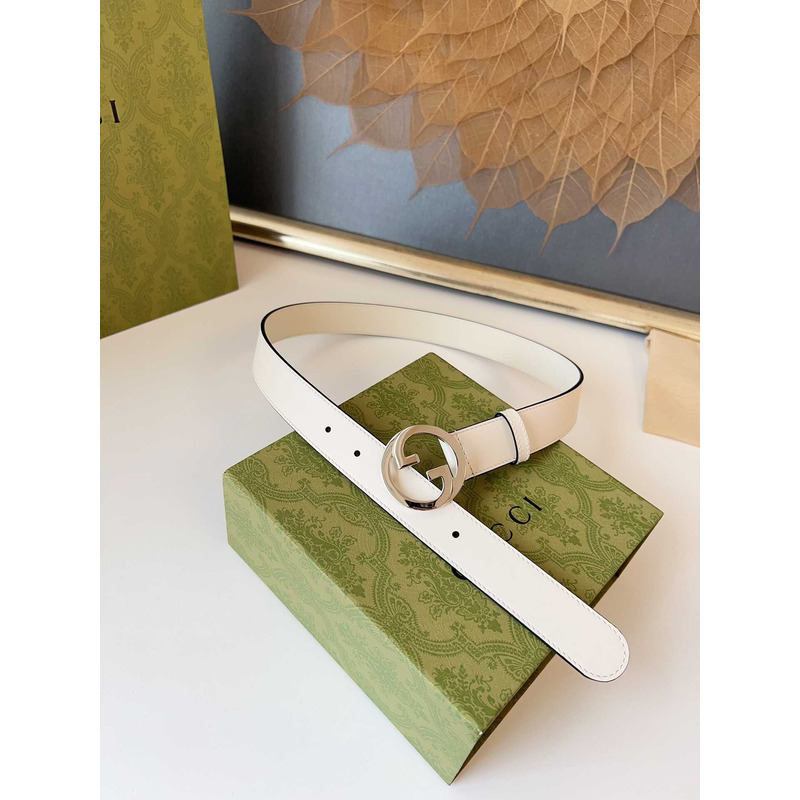 G*u*i blondie belt silver buckle 3cm white