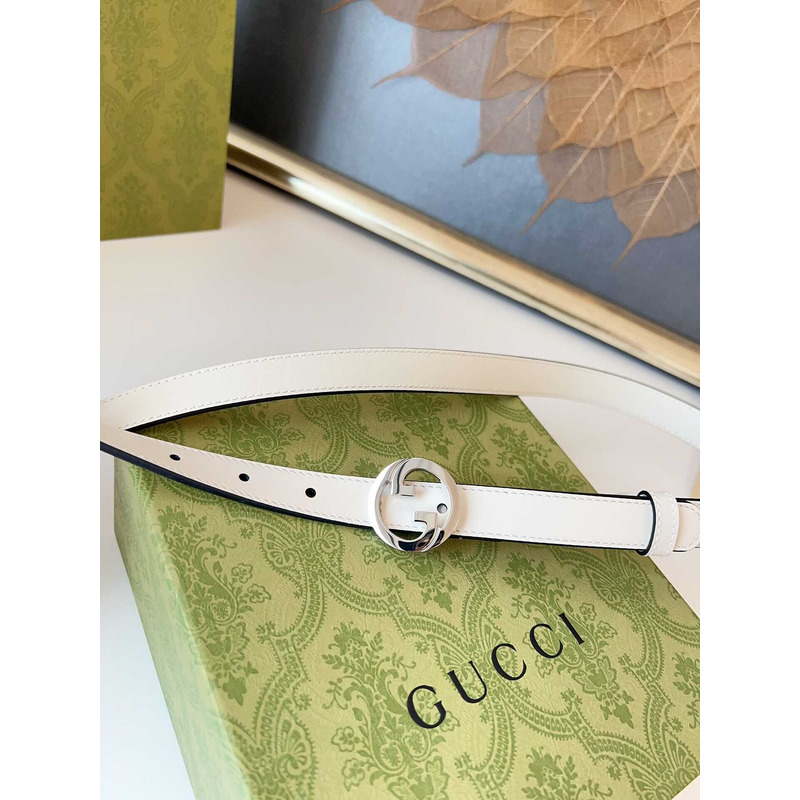 G*u*i blondie belt silver buckle 2cm white