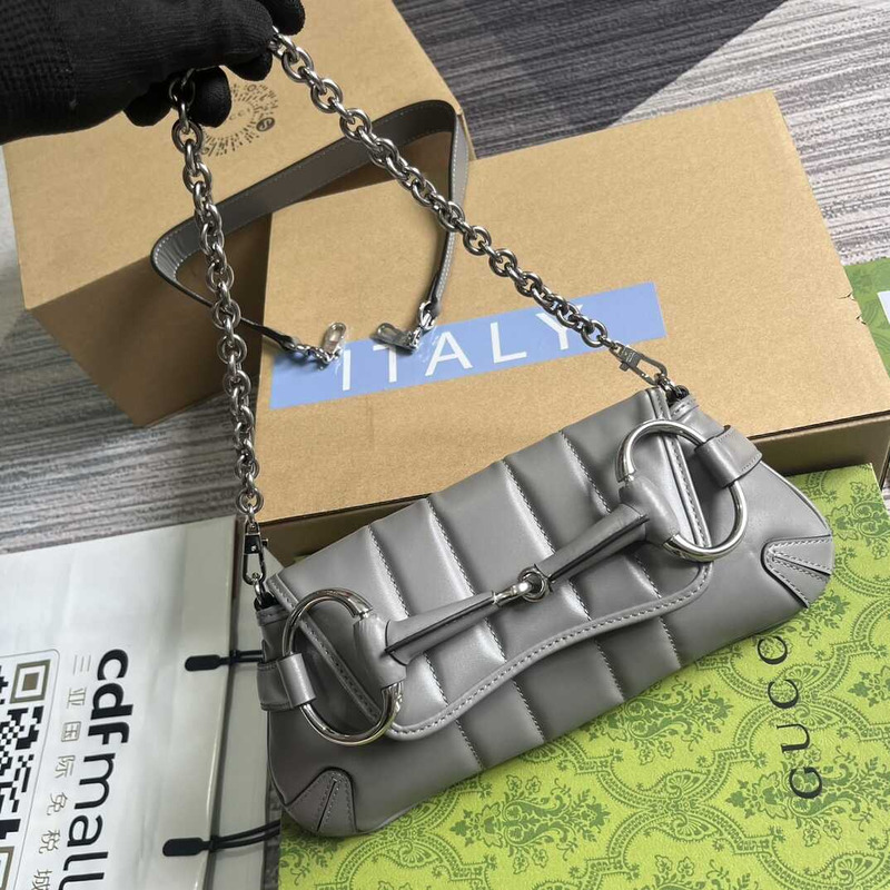 G*u*i horsebit chian small shoulder bag grey