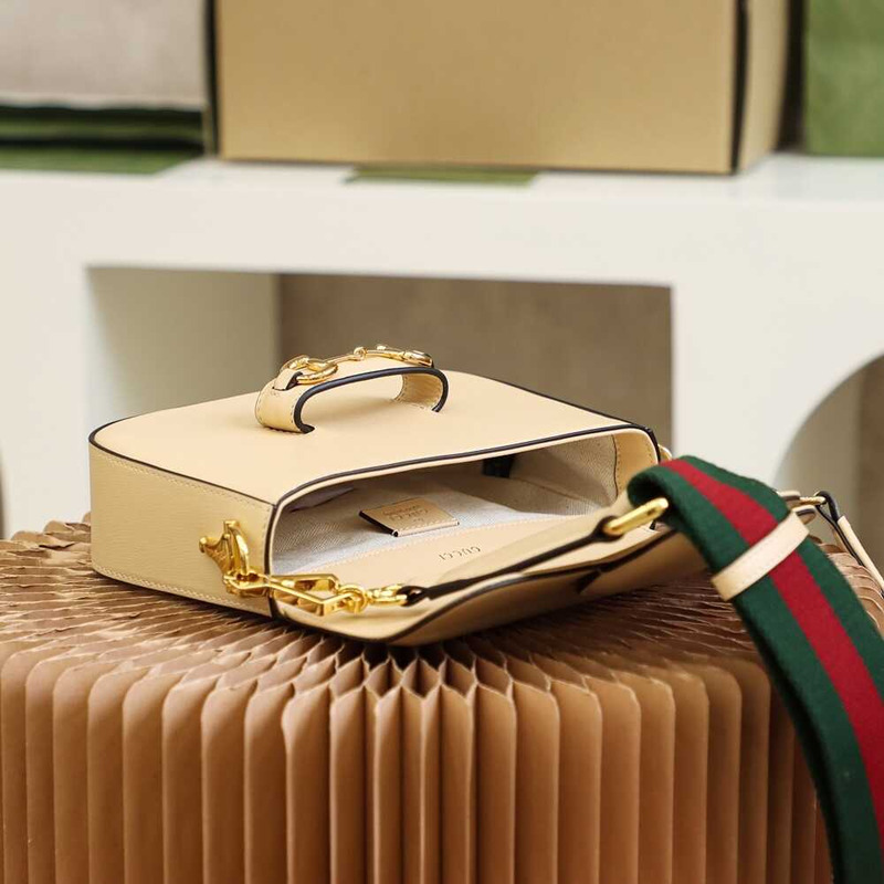 G*u*i horsebit 1955 series mini bag (with detachable shoulder strap) beige