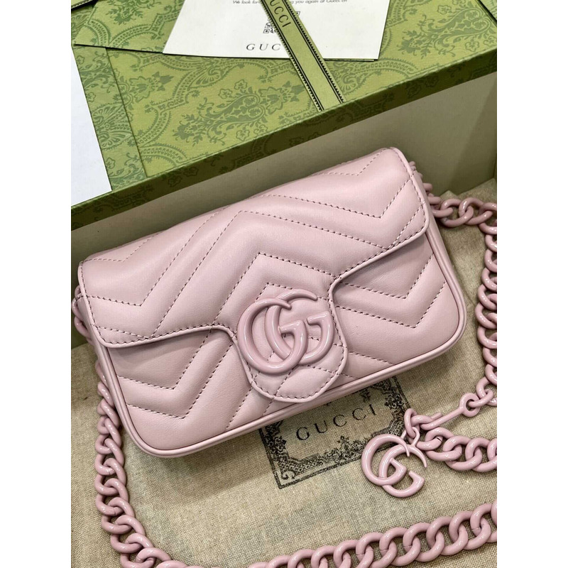 G*u*i gg marmont series waist bag leather pink
