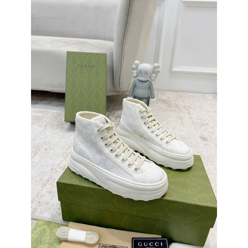 G*u*i gg printed thick-soled high top sneakers white