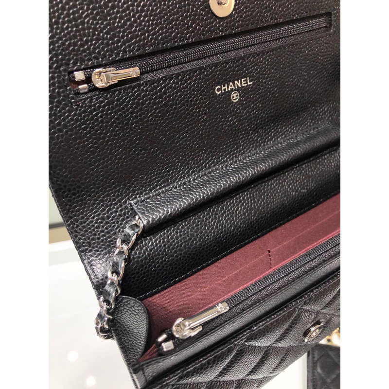Ch*el classic wallet on chain black bag