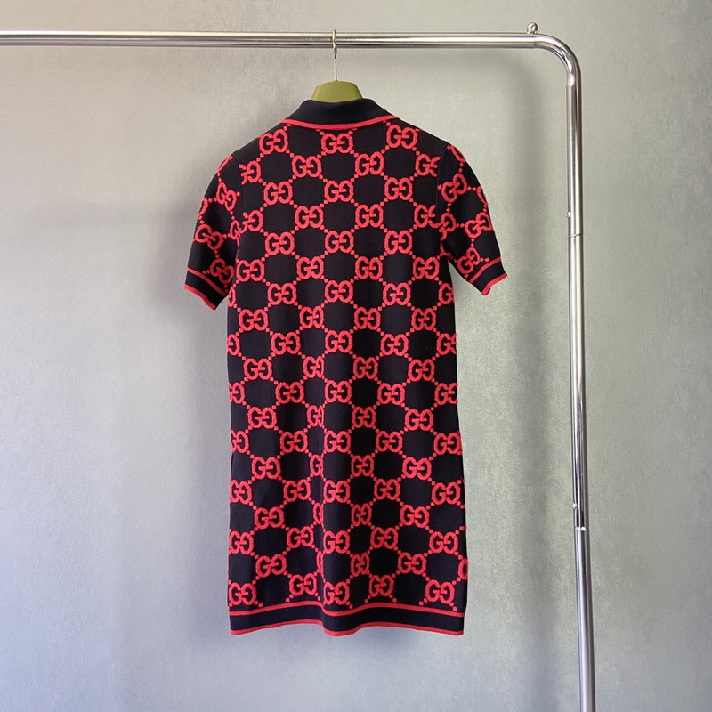 G*u*i gg cotton and silk blend polo dress red