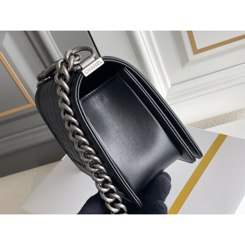 Ch*el boy bag in caviar with silver hardware