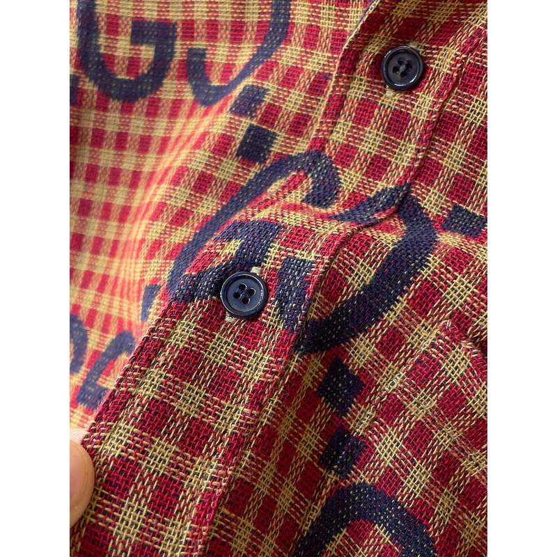 G*u*i jumbo gg canvas shirt dark red