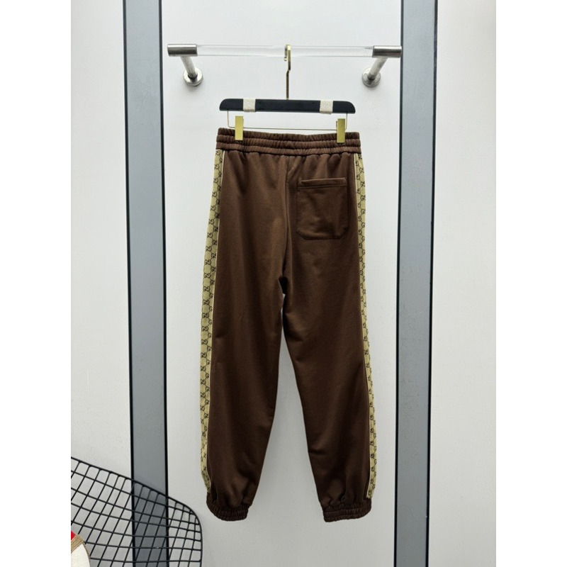 G*u*i gg stripe velour jogger pants in brown